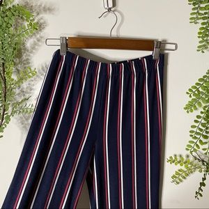 navy vertical stripe bell bottom pants wide leg